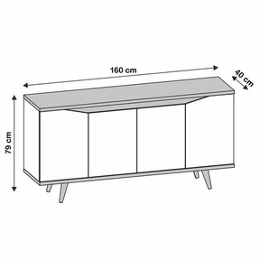 Aparador Buffet Grace Com 4 Portas E Pés De Madeira Maciça -  Home Goncalo