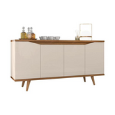 Aparador Buffet Grace Com 4 Portas E Pés De Madeira Maciça -  Home Goncalo