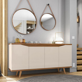 Aparador Buffet Grace Com 4 Portas E Pés De Madeira Maciça -  Home Goncalo