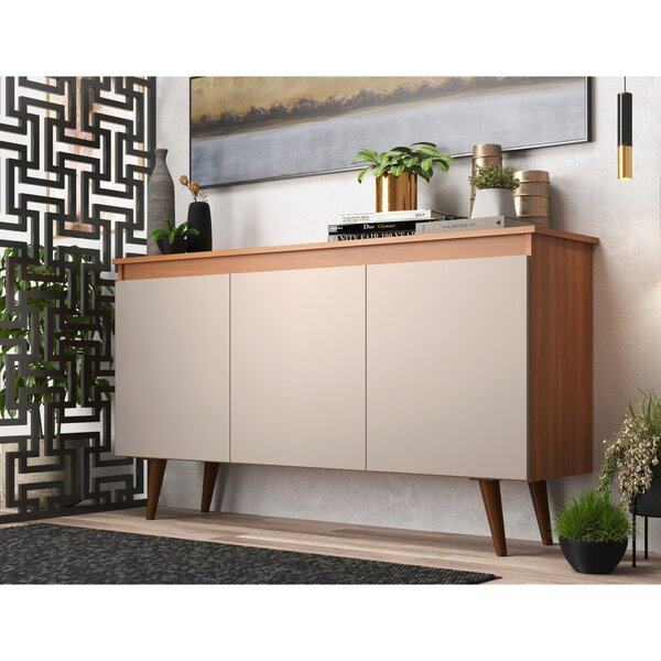 Buffet 3 Portas 136cm Retrô Elza Yescasa Freijó/off White - Home Goncalo