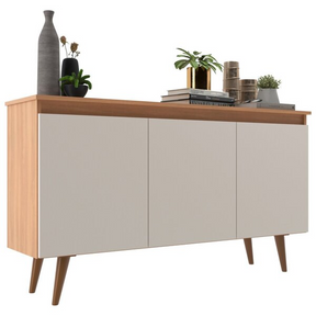 Buffet 3 Portas 136cm Retrô Elza Yescasa Freijó/off White - Home Goncalo