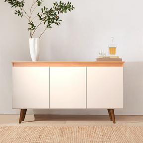 Buffet 3 Portas 136cm Retrô Elza Yescasa Freijó/off White - Home Goncalo