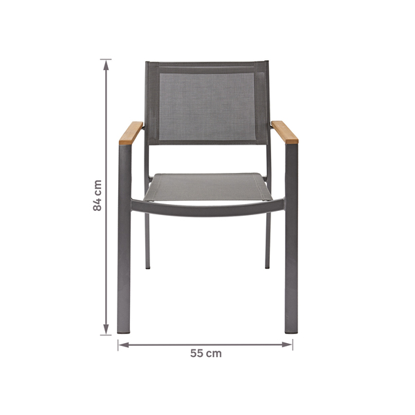 Cadeira de Jardim em Alumínio 84x55cm Cinza Oris Naterial -  Home Goncalo