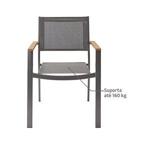 Cadeira de Jardim em Alumínio 84x55cm Cinza Oris Naterial -  Home Goncalo