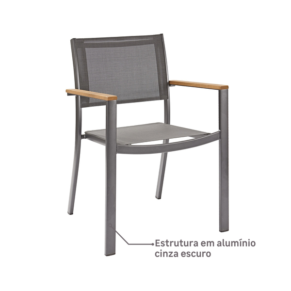 Cadeira de Jardim em Alumínio 84x55cm Cinza Oris Naterial -  Home Goncalo