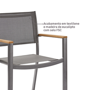 Cadeira de Jardim em Alumínio 84x55cm Cinza Oris Naterial -  Home Goncalo