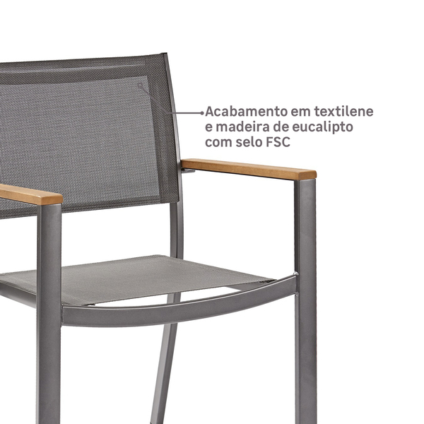 Cadeira de Jardim em Alumínio 84x55cm Cinza Oris Naterial -  Home Goncalo