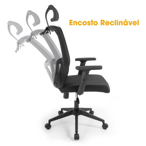 Cadeira De Escritório Ergonômica Imperial Com Apoio De Cabeça E Relax - Preto -  Home Goncalo