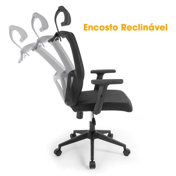 Cadeira De Escritório Ergonômica Imperial Com Apoio De Cabeça E Relax - Preto -  Home Goncalo