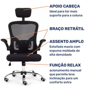 Cadeira De Escritório Moob Barcelona Giratória Ergonômica Com Sistema Relax Preta -  Home Goncalo