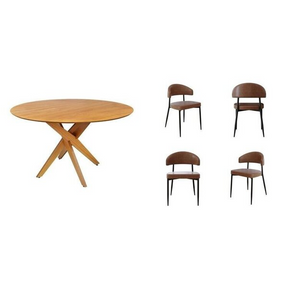 Conjunto Sala De Jantar Mesa Lisboa Madeira Maciça Com 4 Cadeiras Bless Marrom/whisky -  Home Goncalo