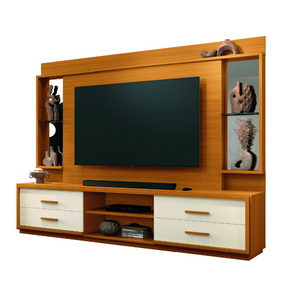 Estante Home Theater Com Espelho E Vidro Para Tv Até 75 Polegadas 2,40m Leni Edn -  Home Goncalo