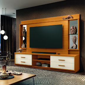 Estante Home Theater Com Espelho E Vidro Para Tv Até 75 Polegadas 2,40m Leni Edn -  Home Goncalo