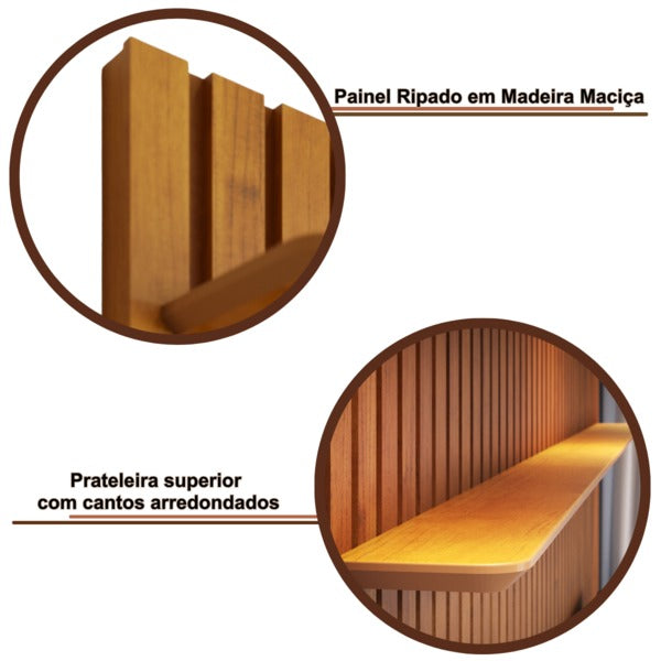 Painel de Parede Ripado Madeira Maciça Home Suspenso Sala Estar para Tv's de até 75 Polegadas Loft 1.8 Imcal - Nature -  Home Goncalo