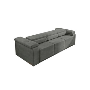 Sofá Retrátil Desmontável Suede 2,10m 3 Lugares Fox Cinza -  Home Goncalo