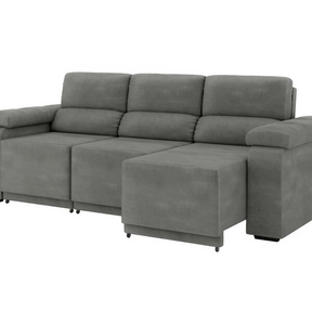 Sofá Retrátil Desmontável Suede 2,10m 3 Lugares Fox Cinza -  Home Goncalo