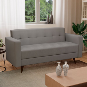 Sofá Vitrola 3 Lugares Suede Cinza - Home Goncalo